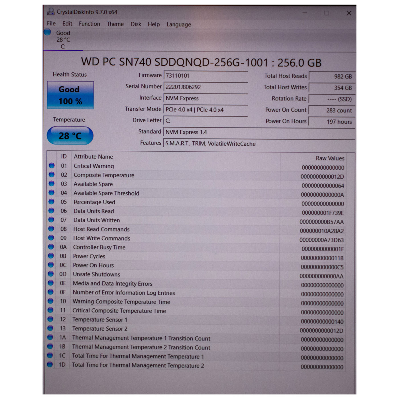 Western Digital PCIe Gen 4x4 NVMe M.2 256 GB SSD Hard Drive