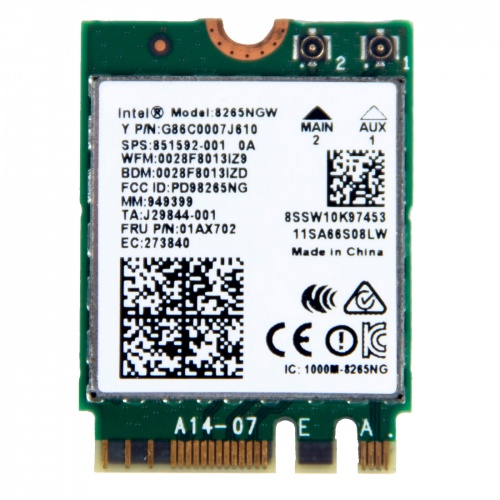 Wifi card Intel Dual Band Wireless 8265  Bluetooth 4.2 
