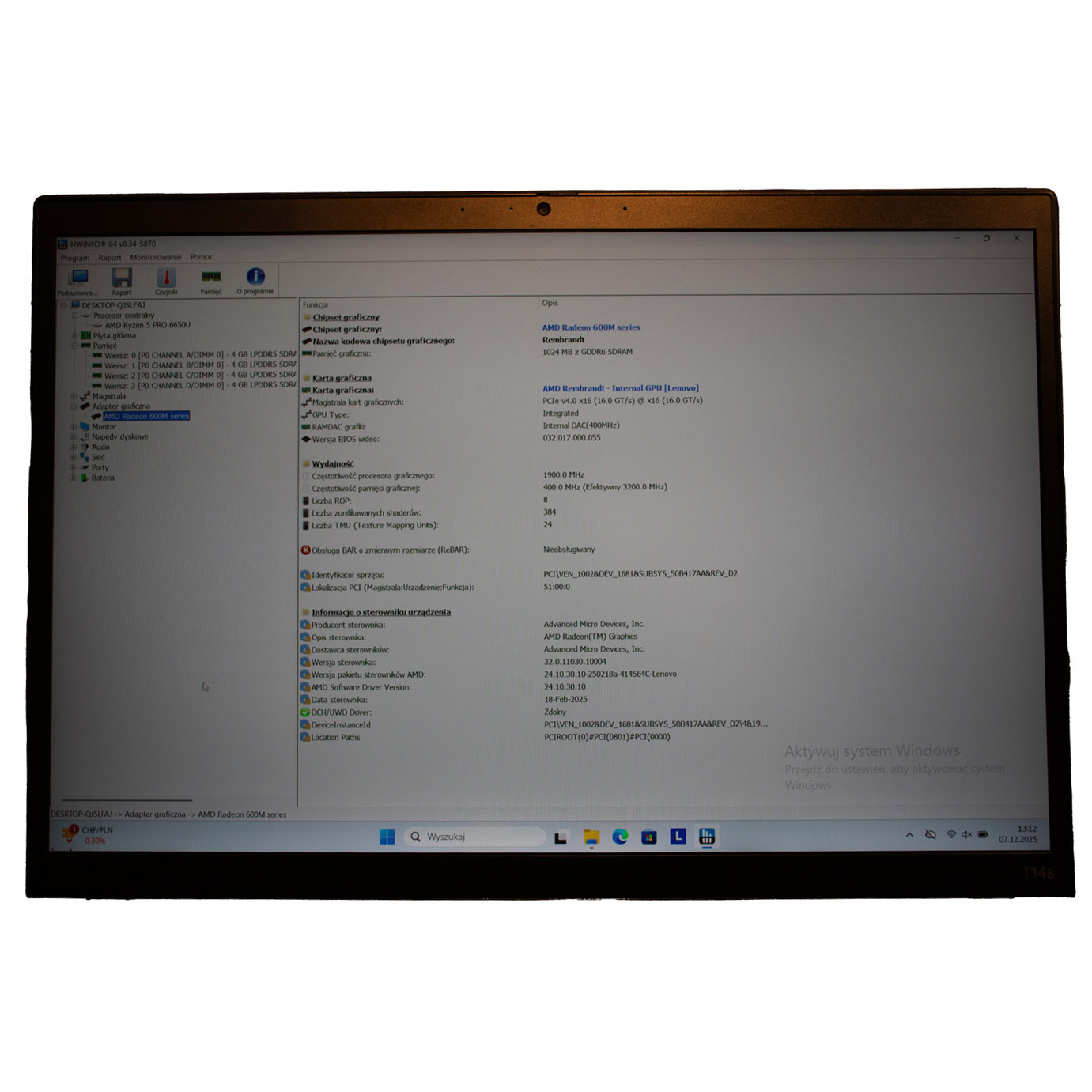 Lenovo Thinkpad T14s 3rd generation motherboard processor