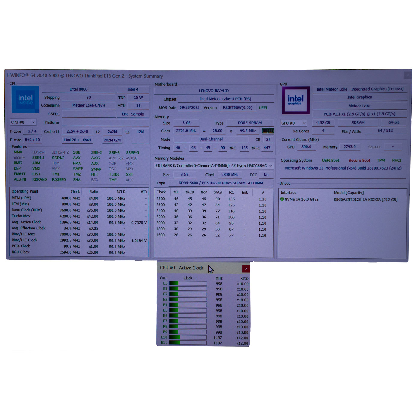 Lenovo ThinkPad E16 2nd generation motherboard processor
