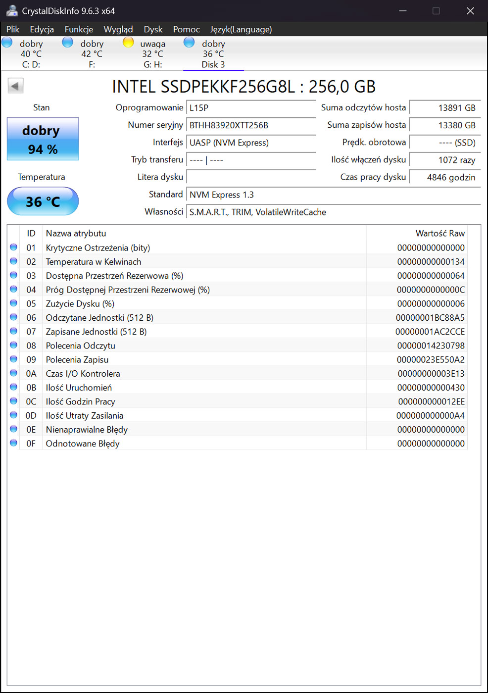 Intel 256 GB PCIe SSD NVMe M2 2280 Hard Drive | 00UP702