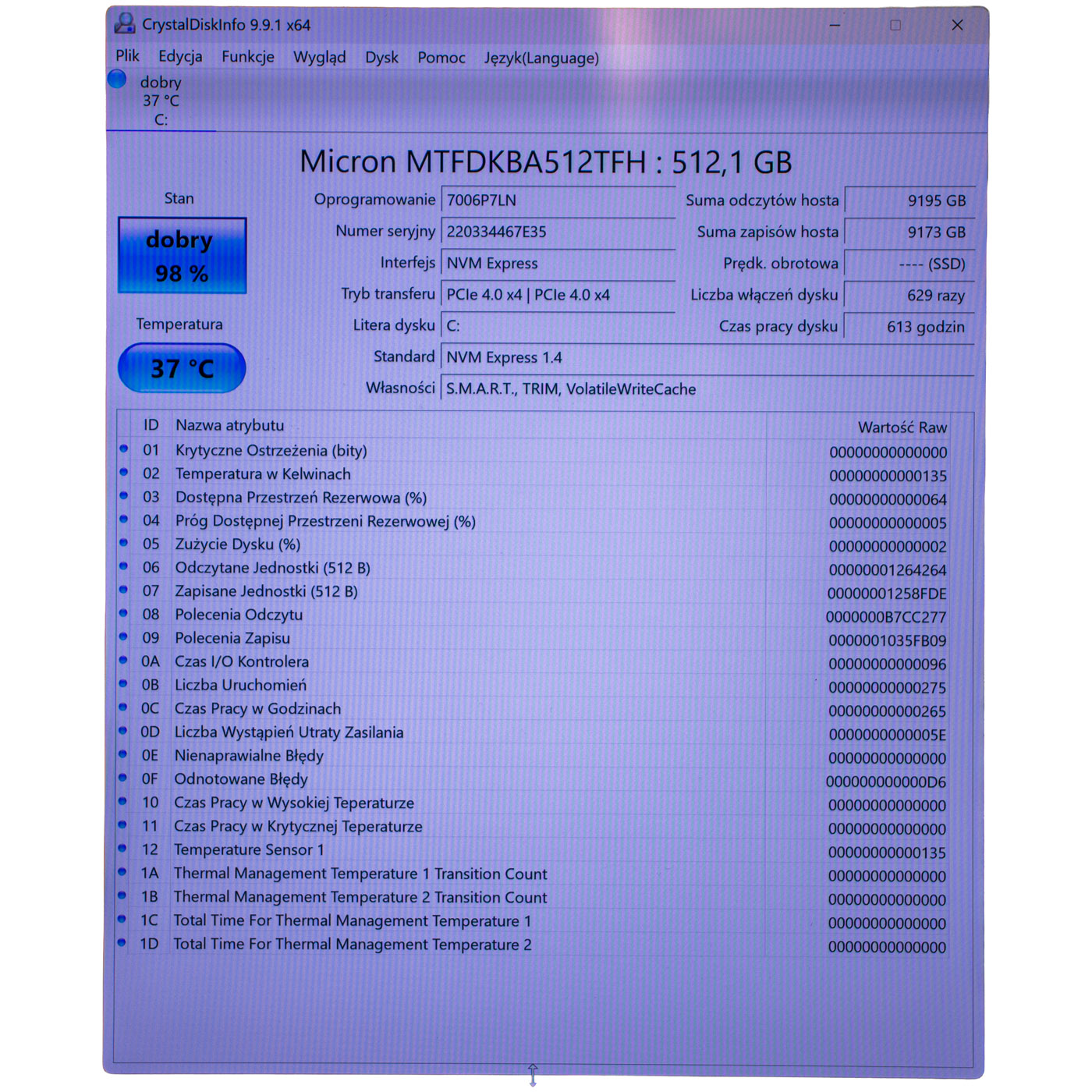 M.2 512 GB Micron 2280 PCIe 4x4 NVMe 1.4 Hard Drive