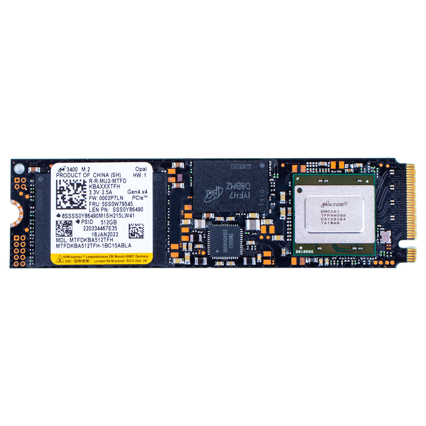 M.2 512 GB Micron 2280 PCIe 4x4 NVMe 1.4 Hard Drive