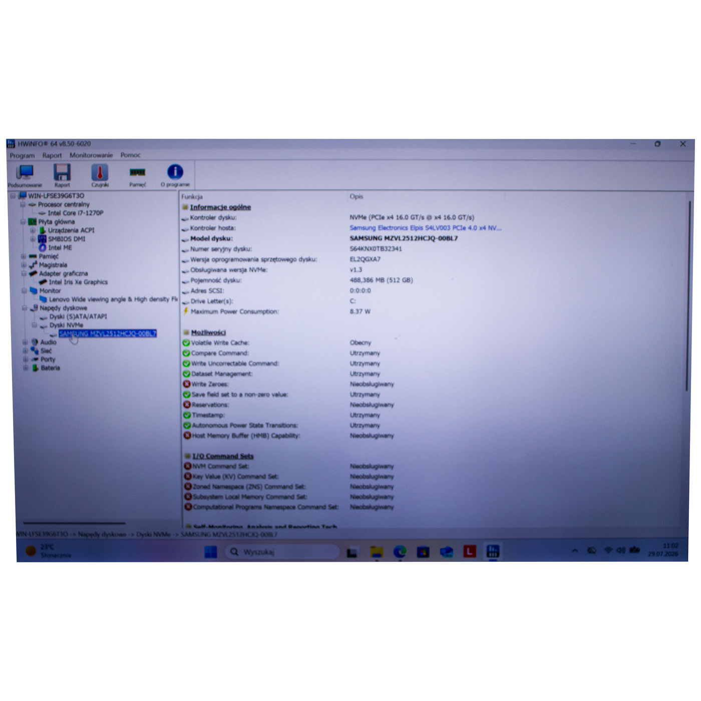 M.2 512 GB Samsung 2280 PCIe 4x4 NVMe 1.4 Hard Drive