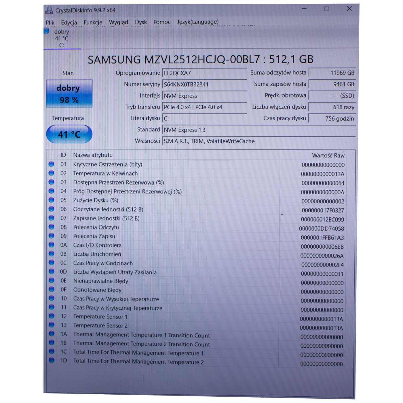 M.2 512 GB Samsung 2280 PCIe 4x4 NVMe 1.4 Hard Drive