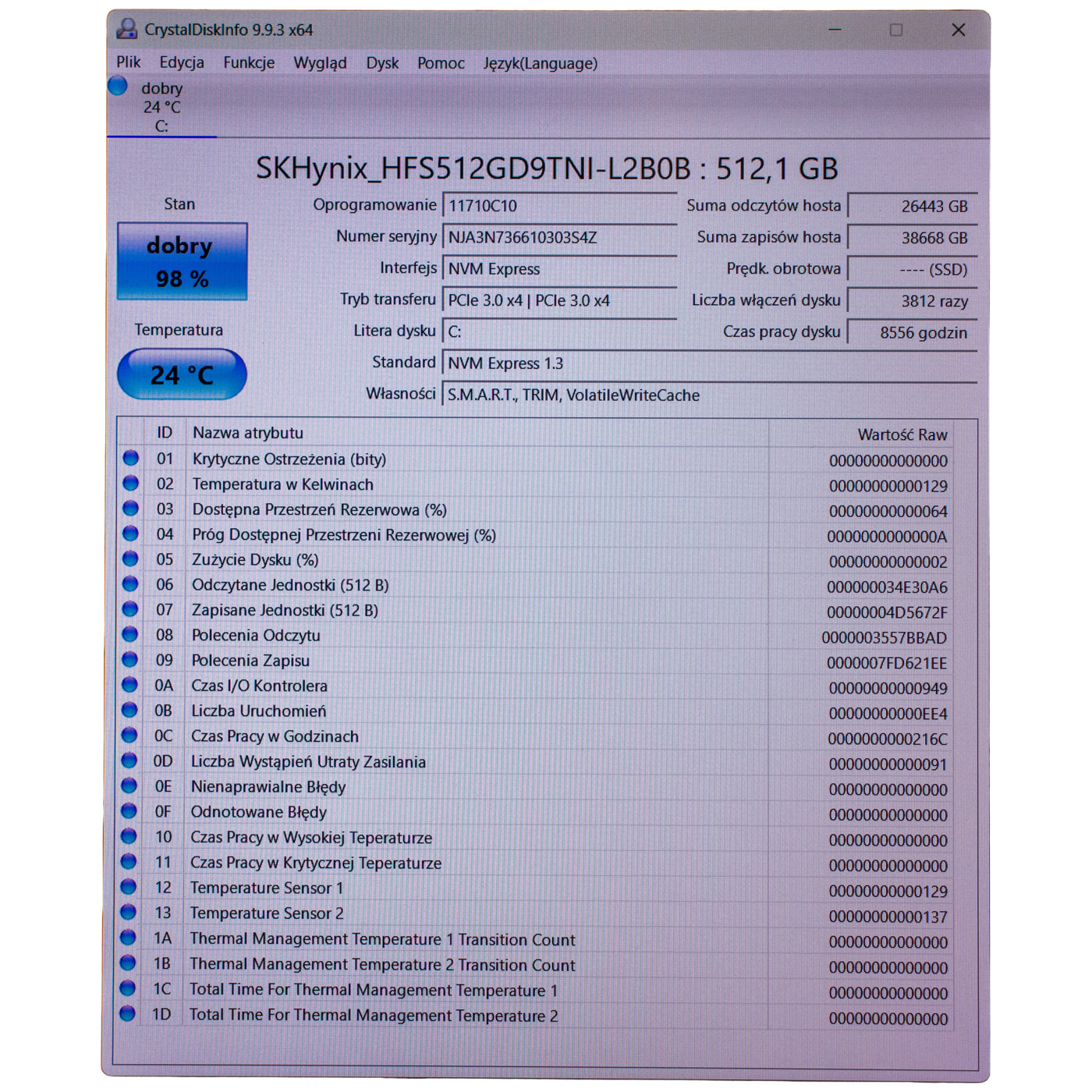 M.2 NVMe SSD 512 GB SK Hynix for Lenovo Thinkpad