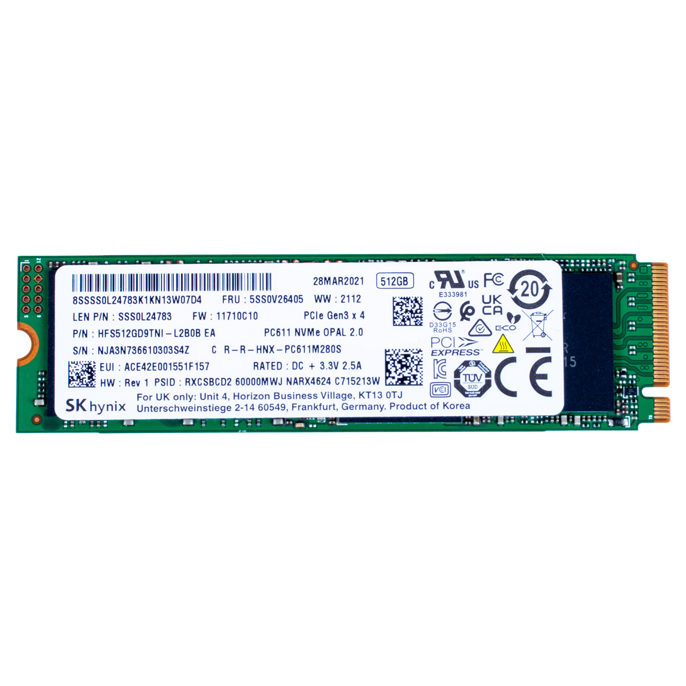 M.2 NVMe SSD 512 GB SK Hynix for Lenovo Thinkpad