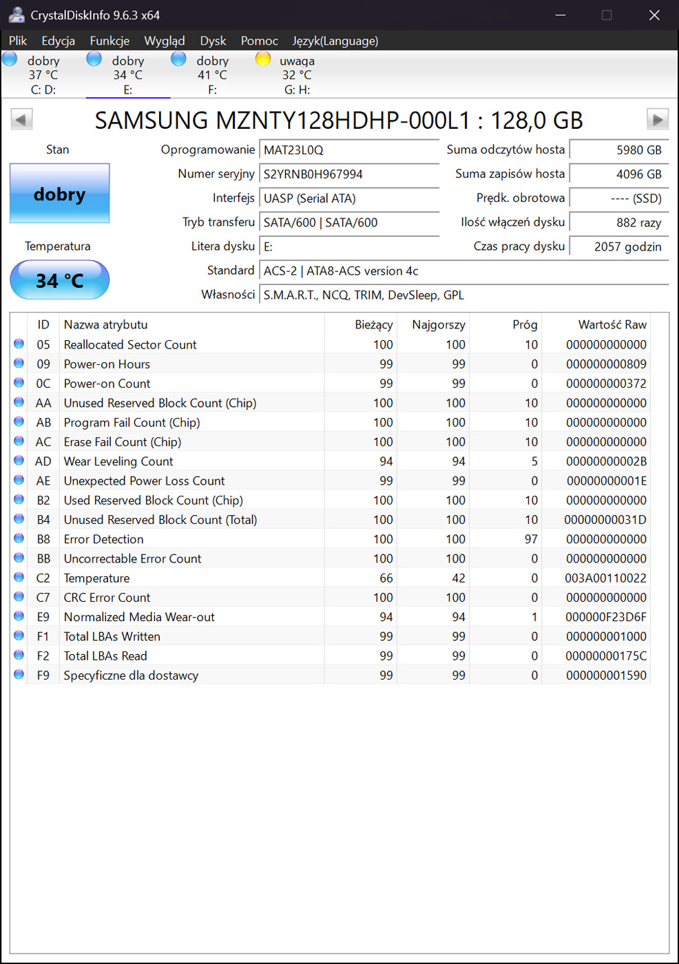 Samsung 128 GB SATA III M.2 2280 SSD Hard Drive | 00UP420