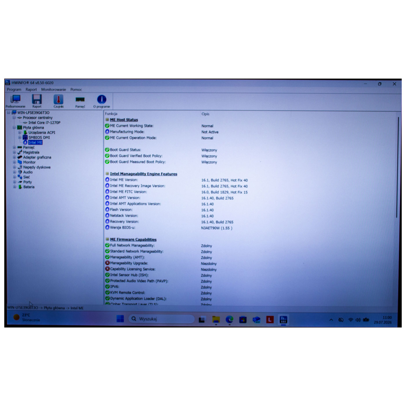 Lenovo X1 Carbon 10 i7 1270P motherboard processor