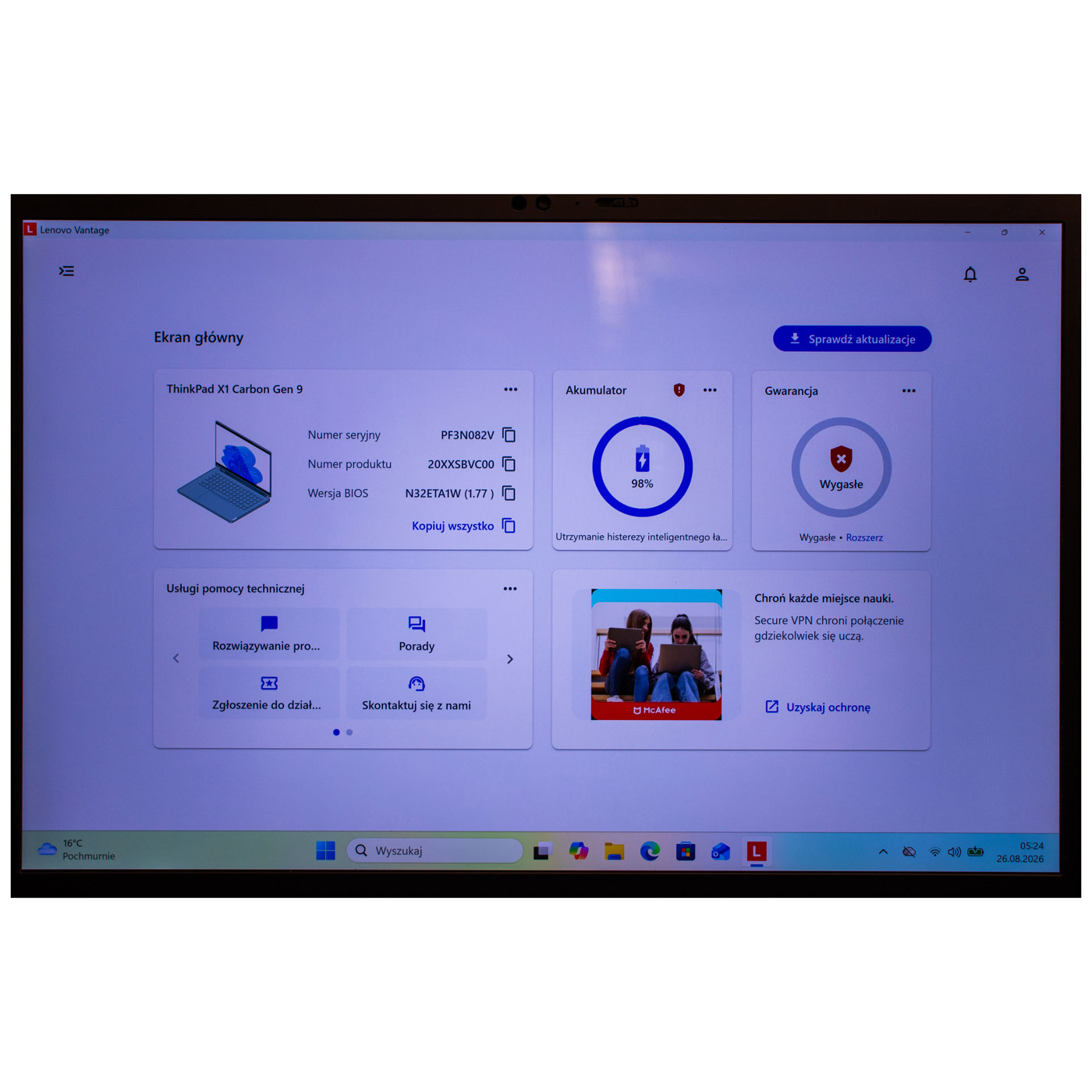 Płyta główna procesor Lenovo X1 Carbon 9 i7 1185G7 16GB