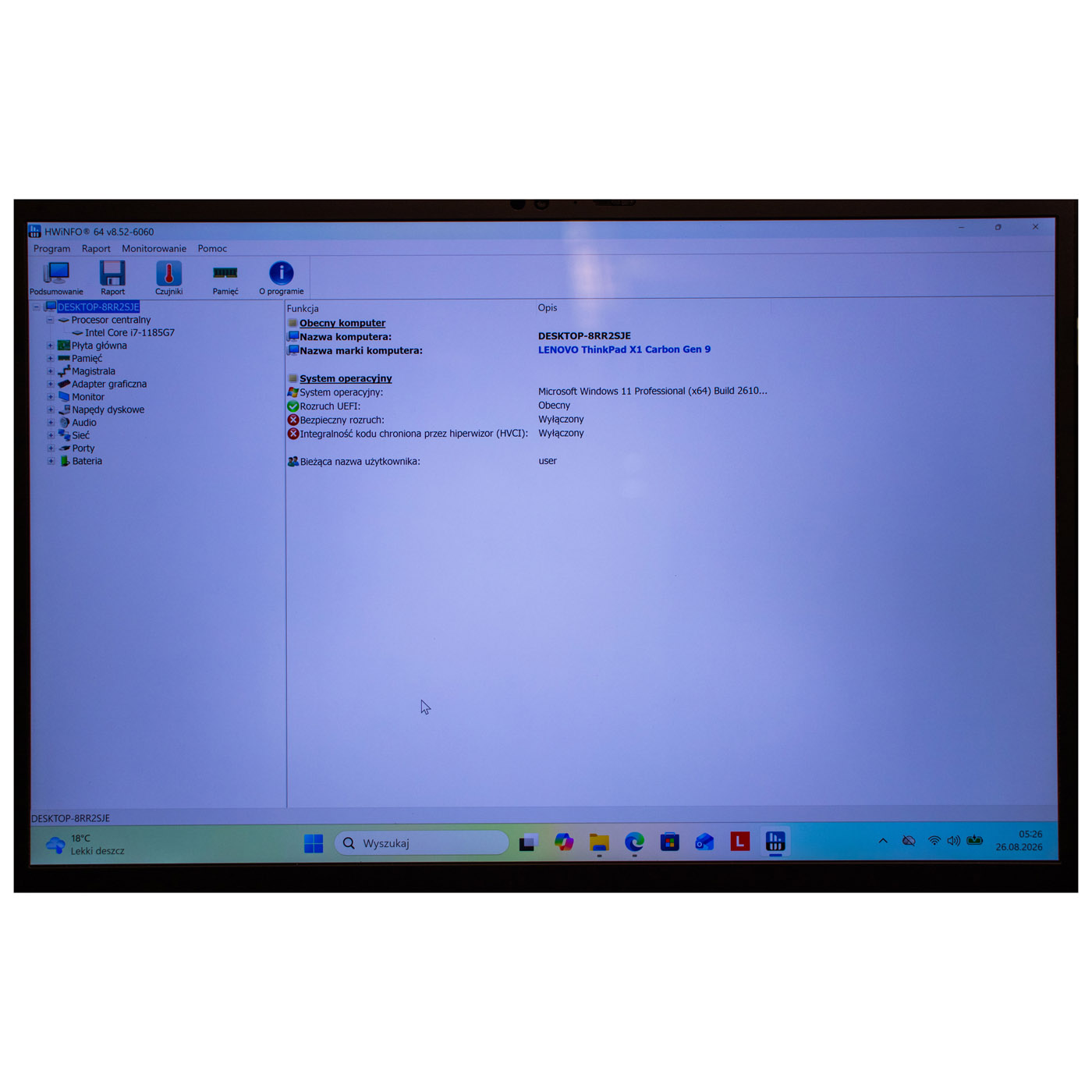 Płyta główna procesor Lenovo X1 Carbon 9 i7 1185G7 16GB