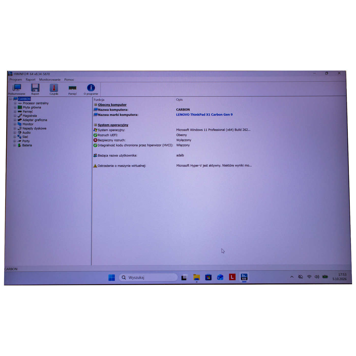 Lenovo X1 Carbon Gen 9 WUXGA Touch Display Lid