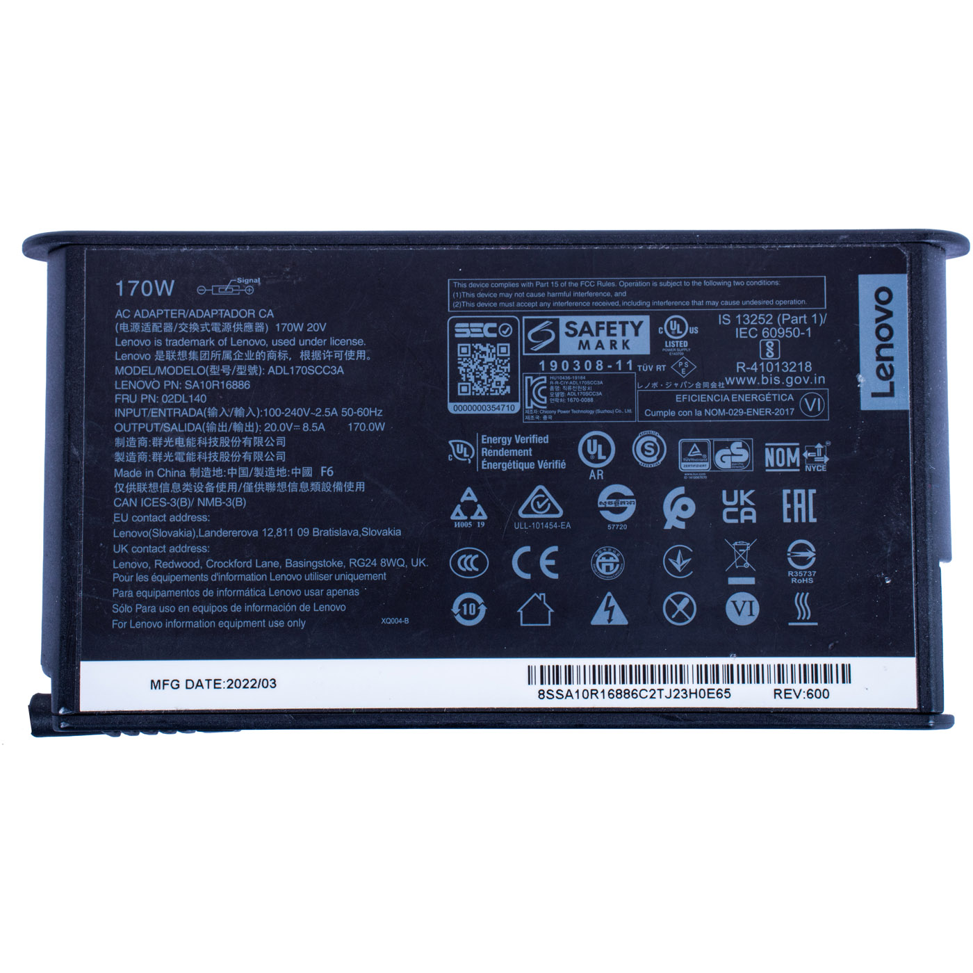 AC Power charger Lenovo 170 W 20V P15 Legion S7 15