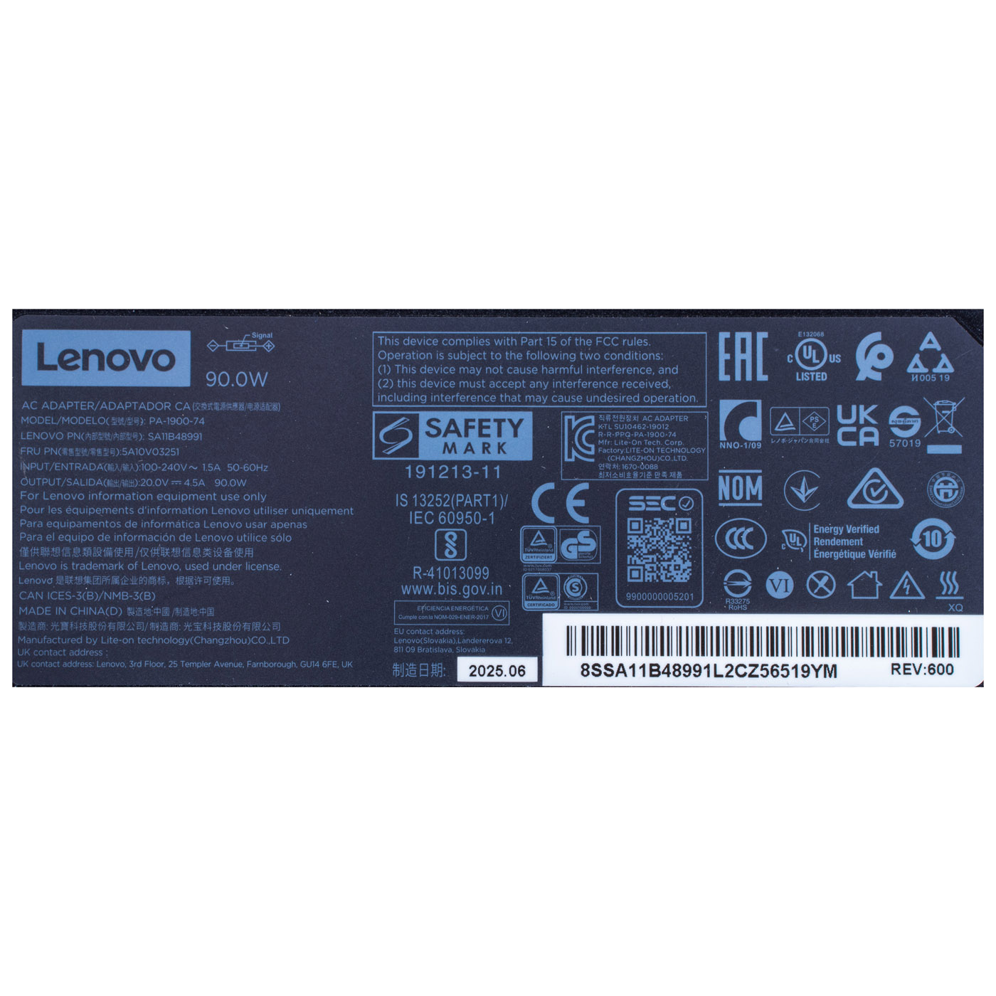90 W Power Supply for Lenovo T540 T450 T460 T470 X240 X250 T460s X260 | 5A10V03251
